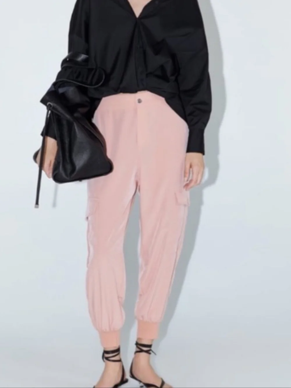 Zara Light Pink Cargo Jogger Pants - Picture 1 of 9